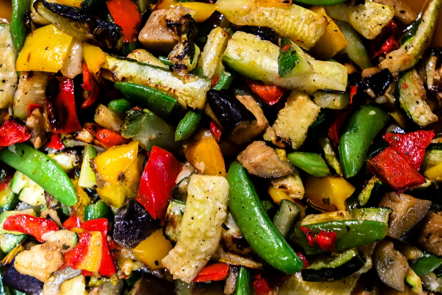 Légumes grillés de Salut Poulet, rôtisserie des Halles de Nîmes